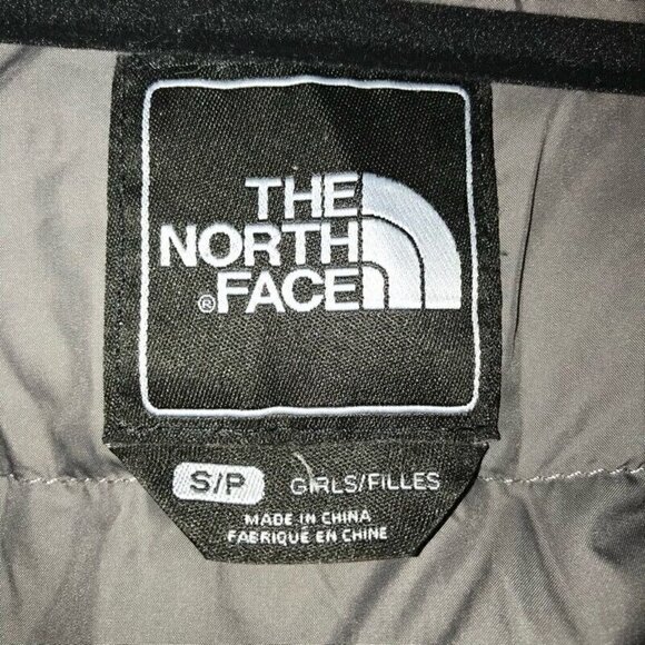 North Face Hyvent Girls Down Jacket Brown Faux Fur Trim Hooded Belt Zip Small - Picture 8 of 10